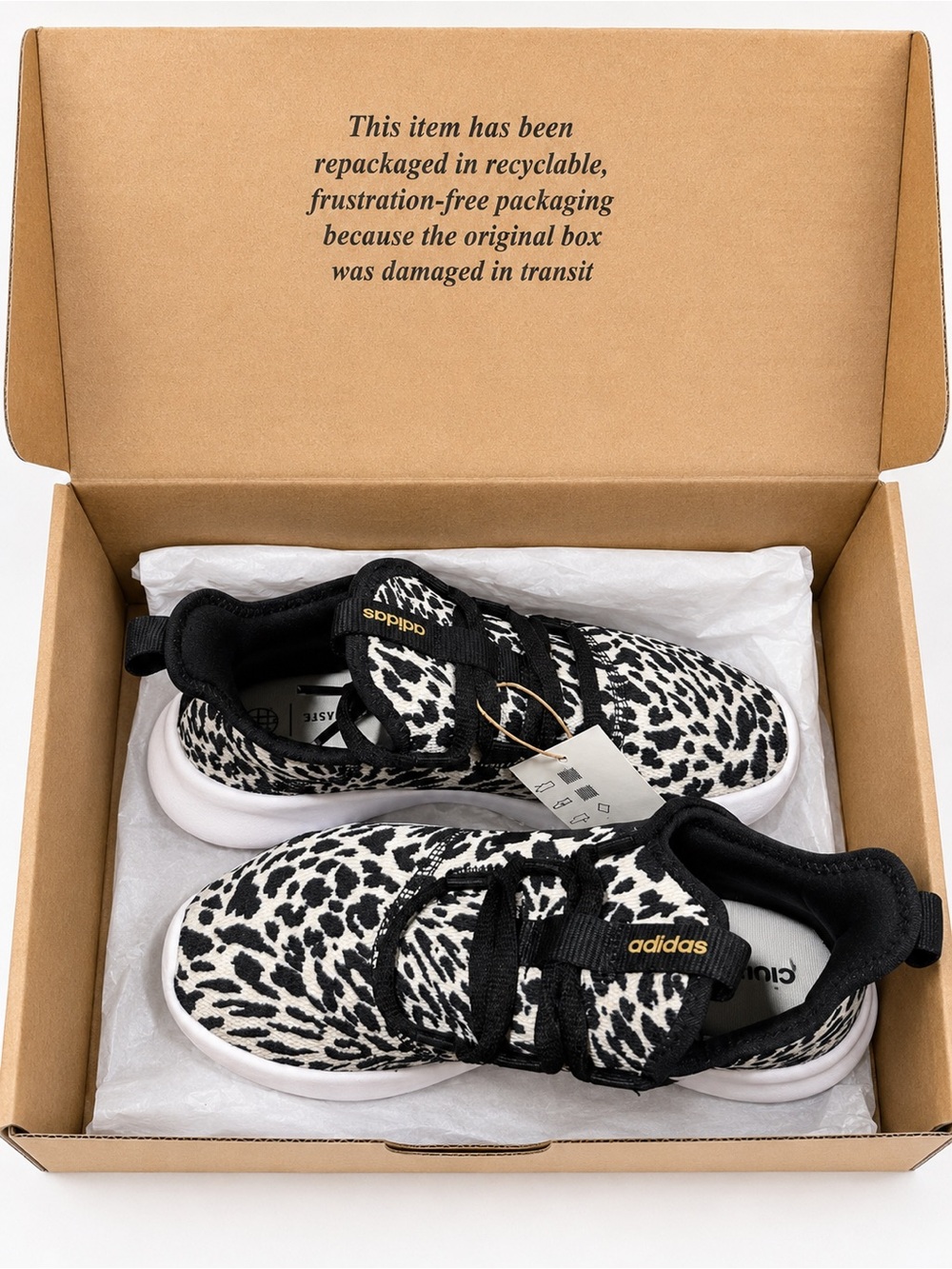 Adidas Cloudfoam Pure 2.0 Leopard Print Sneakers NWT Size 5.5